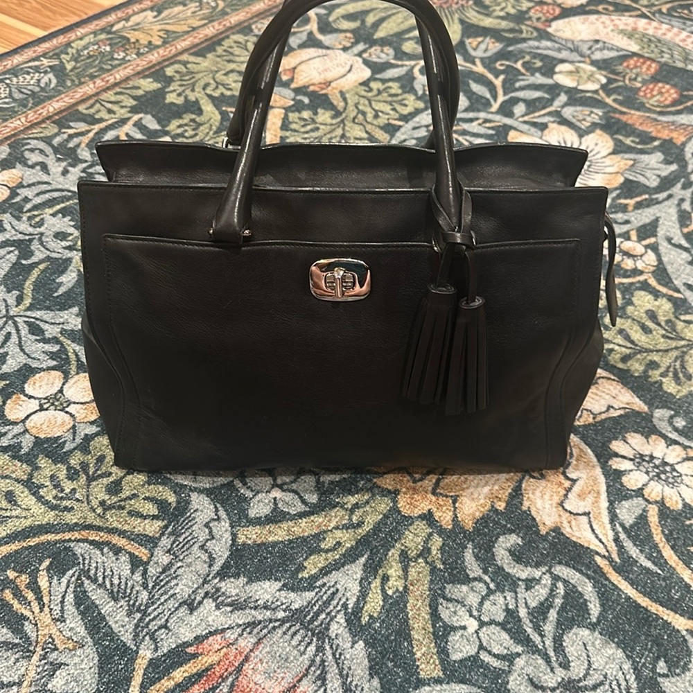 Vintage Coach Black Legacy Chelsea 25365 Leather Large Carryall Satchel Nickel H
